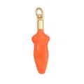 Ciondolo in smalto arancione con anello in metallo dorato su sfondo bianco - Forma Torso-Arancione