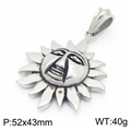 Vintage steel sun totem pendant with blackened finish for men, 52x43mm size - Sun God Face Pendant-Large (KP115479-KC)