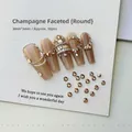 Detailed view of 3mm champagne round zircon rhinestones for luxury 3D nail art decoration - Champagne Round 3x3 (XY-1019)