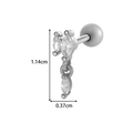 Silver stainless steel marquise zircon cartilage stud earring with screw back 1.14x0.37cm - 5# Silver - Three Marquise Row