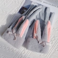 Winter thermal grey suede gloves featuring pink rabbit ears and thick faux mink fur cuffs - One Size / Rabbit Ears Bow Light Grey