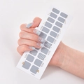 Gray self-adhesive nail stickers with white lines and gold accents model UNE032 - Grey White Line Gold Decor Style (UNE-32)