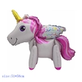 Standing 3D unicorn foil balloon in white and pink with rainbow wings, size 51x58cm - Pink Unicorn with Wings-51*58cm