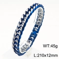 Blau-silbernes 12mm Edelstahl-Panzerarmband mit sicherem Faltverschluss für Herren - Mattblau (Breite 12mm)