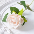 Single light pink artificial velvet rose on white vintage plate with lace backdrop - 7cm / Champagne (Velvet)