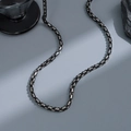 Collar de cadena cubana geométrica de 6mm para hombre en acabado negro y plata pulida - 6mm*55cm / Bicolor Negro