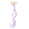 Rainbow bow hair clip with unicorn and pink purple curly wig extension for girls - 1# (Pink Purple Green Blue Curly)