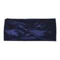 Dark blue velvet headband with stylish cross-knot design on white background - Navy Blue