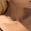 Minimalist S925 sterling silver chain necklace worn on neck in natural sunlight - 925 Silver / Cable Chain
