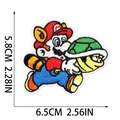 Detailed view of Super Mario embroidery patch showing dimensions 6.5cm x 5.8cm - W1WG-145-02