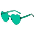 Chic jelly green heart-shaped rimless sunglasses with transparent green temples - Green Lens