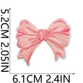 Detail view of pink bow embroidered patch with dimensions 6.1cm width and 5.2cm height - Big Bow White