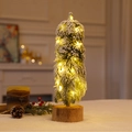 Mini sapin de Noël de table avec effet neige, lumières LED chaudes et socle en bois - Sapin de Noël Enneigé Moyen (40cm)