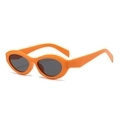 Retro oval cat-eye sunglasses with thick orange frames and dark grey protective lenses - Orange Frame Gray Lens