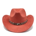 Orange bohemian faux suede cowboy hat with ethnic braided band and evil eye charm - M (56-59cm) / Brick Red Suede
