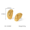 Détail de boucles d'oreilles en acier 18K avec texture granuleuse et lignes lisses - Style Texturé Incurvé Géométrique en Or 18K (HC-E10582)