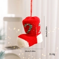 Mini-Strick-Weihnachtssocke in Rot mit Zuckerstangen-Streifen und praktischer Aufhängung - Stiefel-Groß