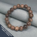 Minimalist sandalwood bracelet with 10mm round beads and natural grain finish - Gold Silk Sandalwood 10mm Simple Wood