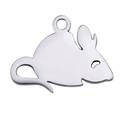 Polished stainless steel mouse shaped pendant charm for jewelry making with hanging hole - Steel Color Mouse