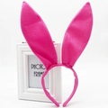 Cute magenta plush rabbit ear headband with non-slip fabric cover for party cosplay - Rose Red/Short Plush