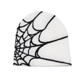 Berretto in maglia bianco con motivo ragnatela nera per moda invernale unisex - Cappello Bianco Ragnatela Nera