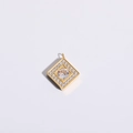 Detailed view of square gold plated pendant featuring a central zircon stone and halo crystals - Square Zircon Pendant 20*23.5mm