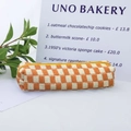 Knitted checkerboard pencil case with orange and cream pattern and yellow zipper - Yellow White Plaid