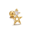 Goldener Stern-Ohrstecker mit weißem Zirkon und sicherem Schraubverschluss-Kugelende - EGD0883 Gold (Stern/Einzelzirkon)