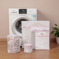 Set of four white fine mesh laundry bags with pink zippers for delicate clothing care - 70g Pink Coarse Mesh Six-piece Set (small Medium Large Extra Large Cylindrical Bra Bag)