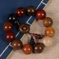 Multicolor wooden bead bracelet featuring rosewood charms and natural textures - Multicolor (20mm*12 Beads Premium Spin+Gourd)