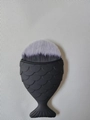Black mermaid tail makeup brush with fish scale texture handle and soft grey gradient bristles - Small / Black