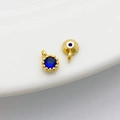 14K gold filled round charm featuring a deep blue zircon stone for DIY jewelry - Single Loop 4*6mm / Sapphire Blue