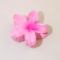 Pink gradient frangipani hair claw clip made of translucent acrylic in flower shape - 1 Piece / #14 Rose Red / Bulk Packaging
