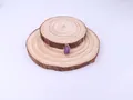 Handcrafted natural amethyst pendant with gold wire wrapping on wood base - 8x26mm / Purple Crystal