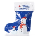 Blue Christmas stocking-shaped stand-up pouch with snowman design for gift wrapping - 15x24.5cm (Blue Large)