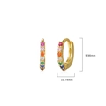 Boucles d'oreilles huggies en argent S925 doré avec zircons cubiques arc-en-ciel - 9.98mmx10.74mm / Or Arc-en-ciel - Petit