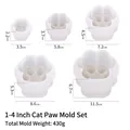 Größentabelle für 5 Katzenpfoten-Silikonformen von 3,5 cm bis 11,5 cm Breite - 1-4 Zoll Katzenpfoten-Formen-Set