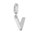 Polished silver-tone stainless steel letter V charm pendant for DIY jewelry making - Letter V