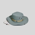 Detail view of outdoor sun hat featuring side ventilation eyelets and adjustable wind cord - One Size / Mint Green