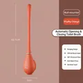 Brosse de toilette murale orange vif avec poils en TPR et base automatique - Orange Vif