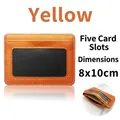 Orange lychee pattern leather card holder with 5 slots and transparent ID window - 8*10cm / 5 Slots Window Style / Yellow