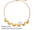 18k gold plated multi-moon pendant necklace with wave pattern charms and multi-layer chain - Multi-layer Moon Stainless Steel Necklace
