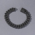 Bracciale cubano nero con diamanti incastonati e chiusura a scatola quadrata - Bracciale / 8 pollici (20cm) / Nero