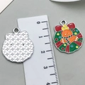 Christmas wreath and gingerbread man enamel charms with measurements for DIY jewelry - Green Bell 23x20mm