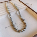 Elegant 8mm gradient pearl necklace transitioning from white to dark grey with metal clasp - White-Grey 8mm (79#)