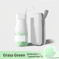 Flat mini portable sun umbrella in grass green gradient with a capsule storage case - Gradient Green + Capsule Box