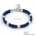 Blue braided rope bracelet with stainless steel anchor and compass charms - B14 Braided Rope / Blue