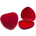 Romantic heart-shaped red velvet jewelry box with internal slots for rings and earrings - 9*9 Heart Jewelry Set Box / 95*94*37mm / Red