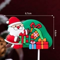 Decoración de pastel de Papá Noel con caja de regalo hecha de PVC suave de Navidad - Papá Noel con Bolsa de Regalo Verde de Goma Blanda