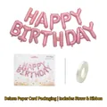 Pink 16-inch Happy Birthday foil letter balloon set with ribbon and straw accessories - Candy Pink Birthday Party Set